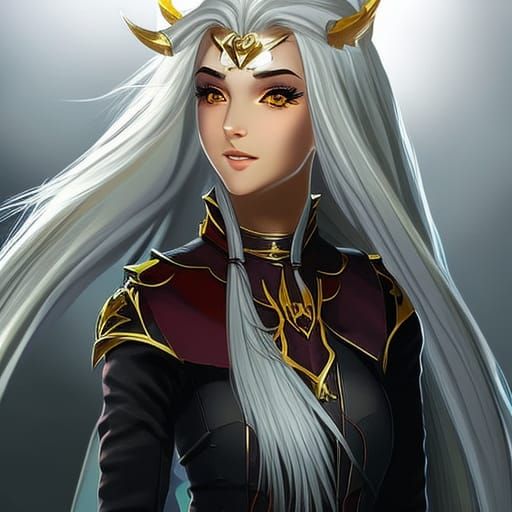Girl with Golden Horns and Yellow Eyes