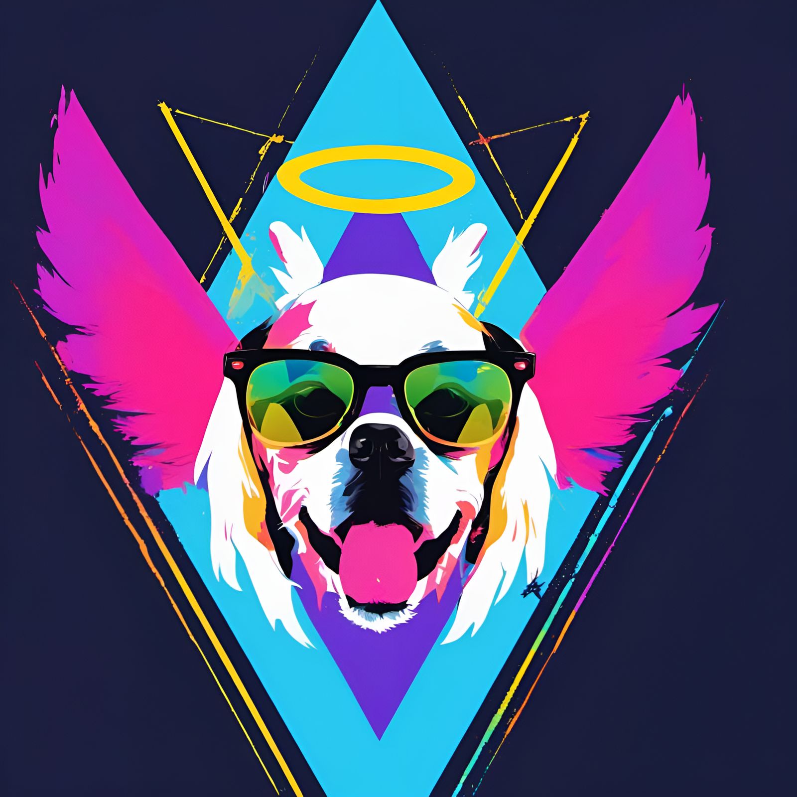 Demon Angel Dog in Pop Art Style