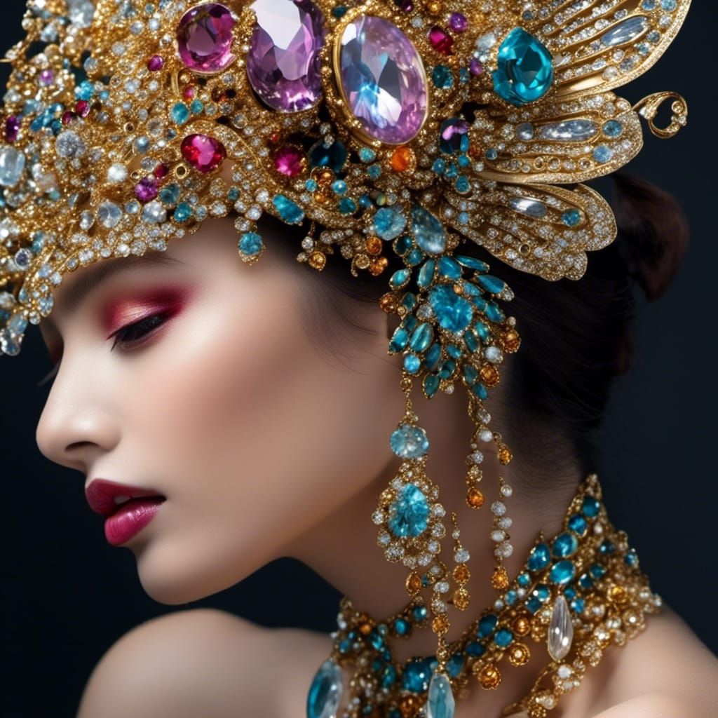 Bejeweled Fairy Encrusted with Faceted Gems and Crystals