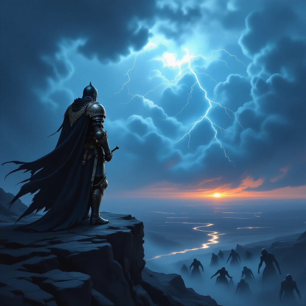 Knight's Stand: Desolate Wasteland Under Stormy Skies