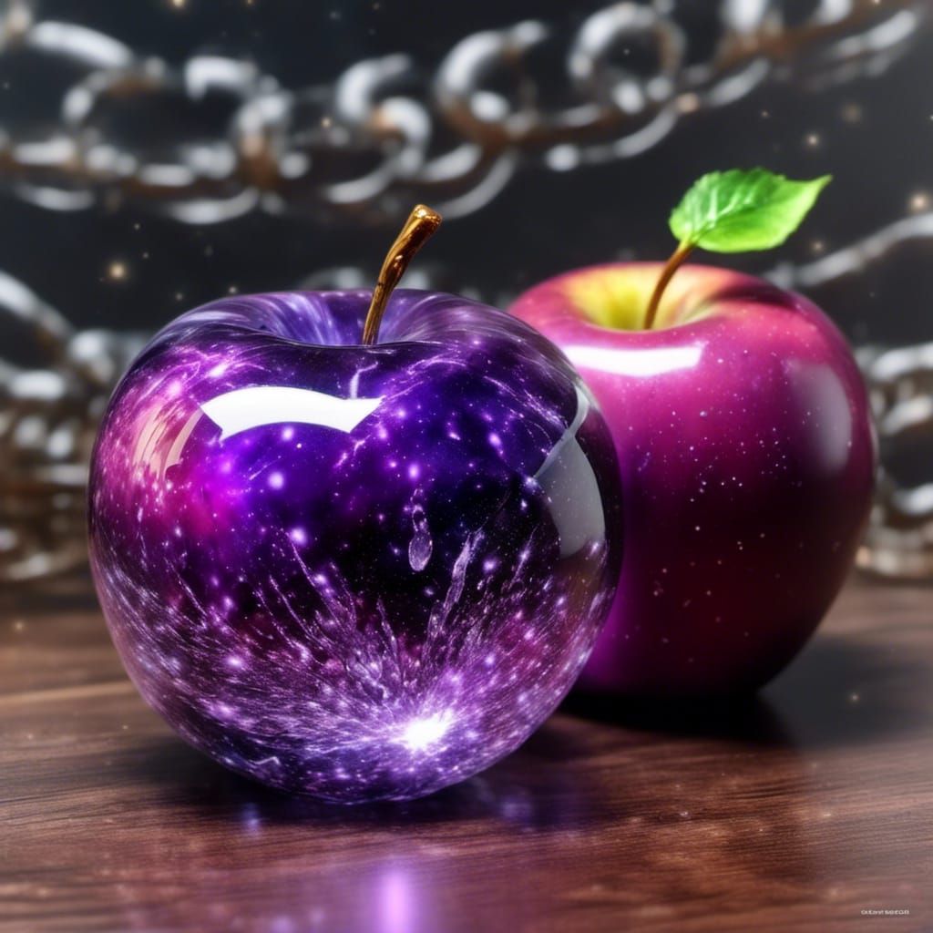 Miniature Galaxy Inside Cracked Crystal Apple