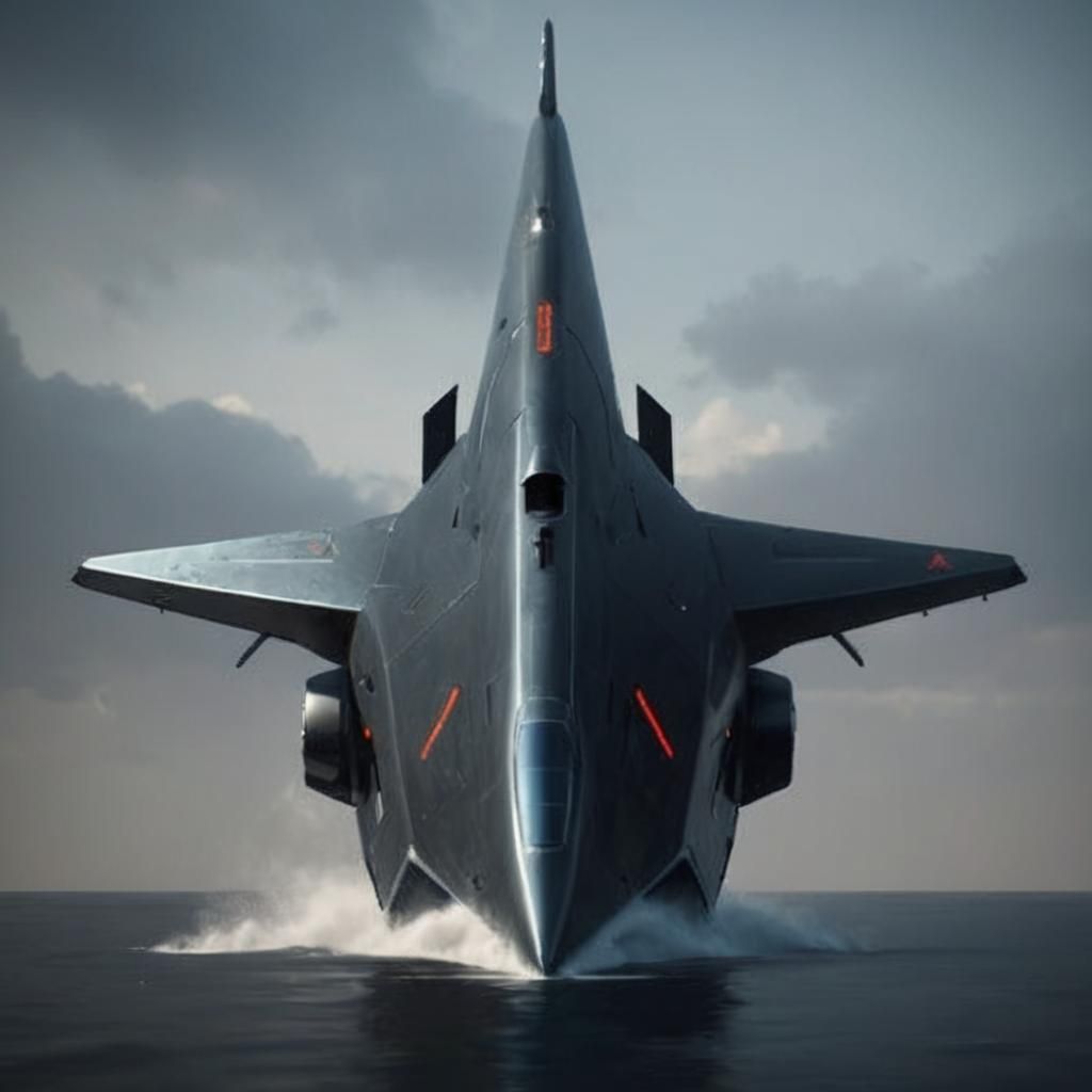 Futuristic Triangle Mech Submarine in Sci-Fi Style