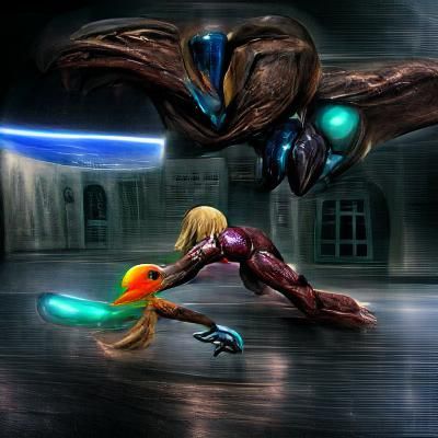 Samus Aran and Raven Beak in Combat