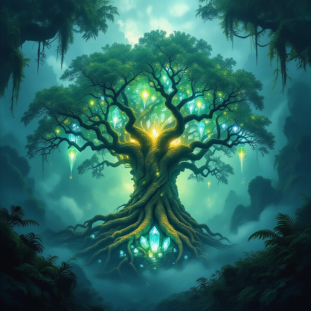 Bioluminescent Tree in Mystical Alien Jungle