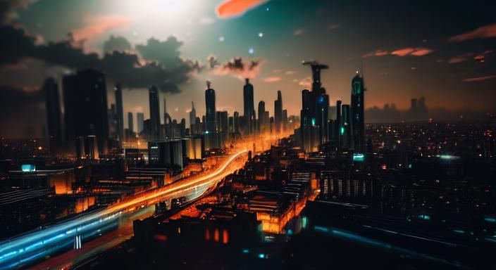 Cityscape with Biopunk Elements in Cyberpunk Style