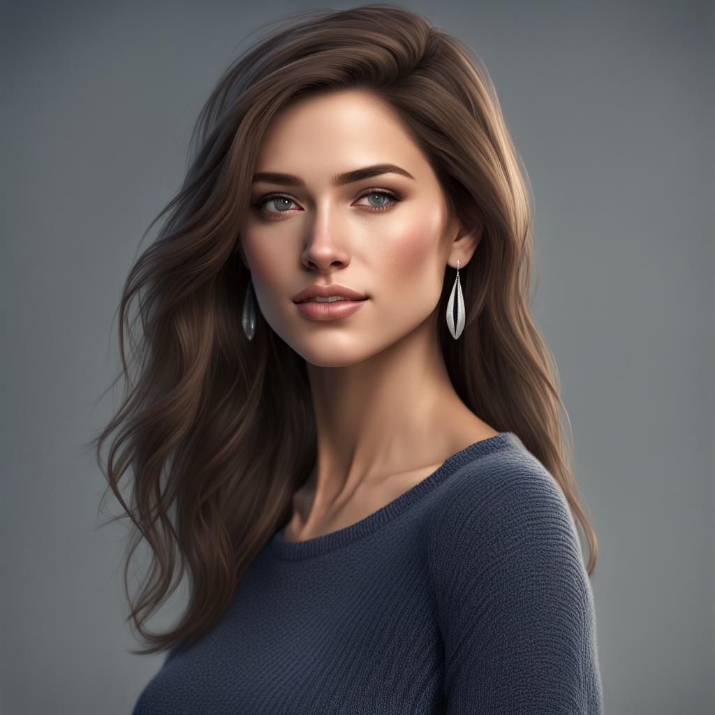 Hyperrealistic Portrait of a Woman in Digital Painting Style