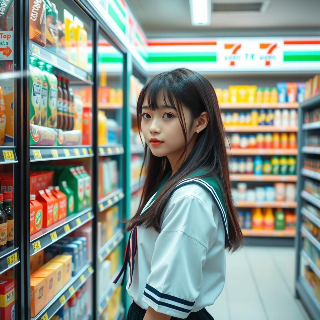 Japanese Schoolgirl Shopping at 7-Eleven