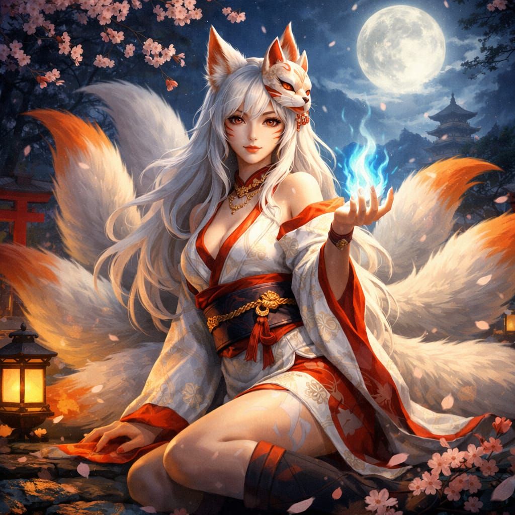 Mystical Kitsune Spirit in Enchanted Forest