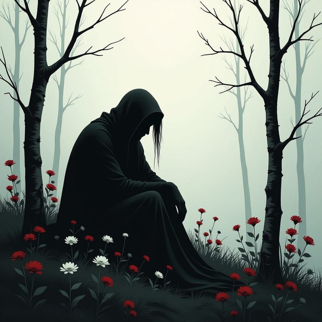 Melancholic Figure in Noir Style