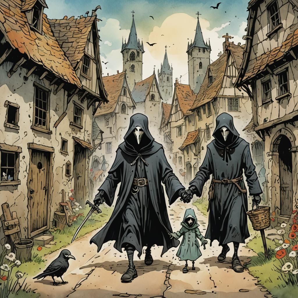 Plague Doctor and Grim Reaper in Zombie Village