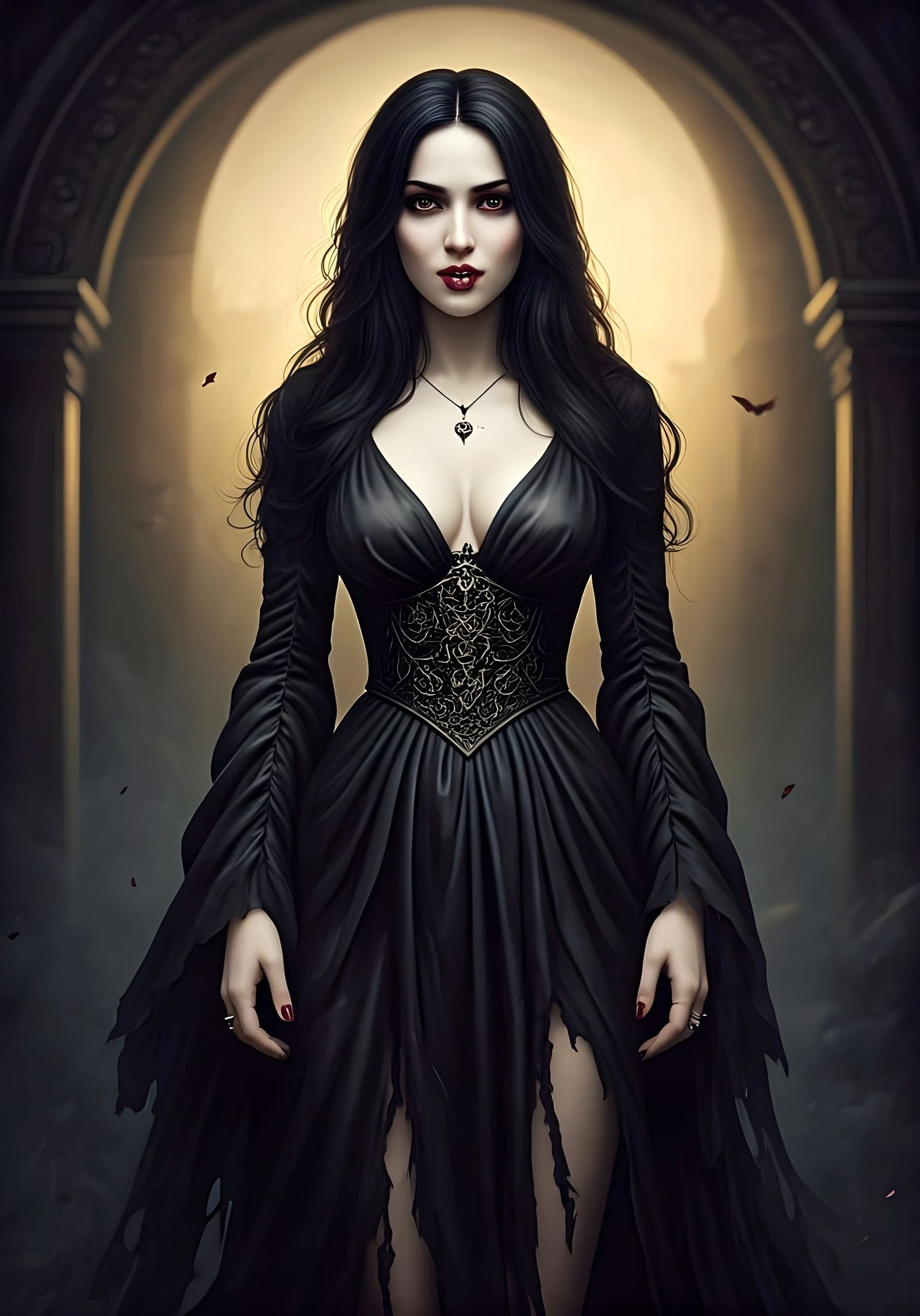Seductive Vampire Queen in Gothic Style