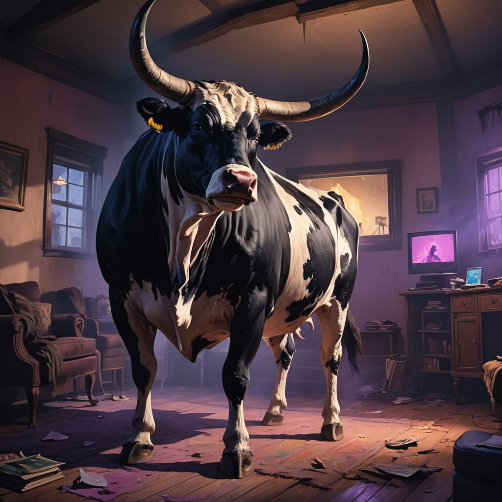Sinister Bull Shouts at TV: Dark Fantasy Concept Art