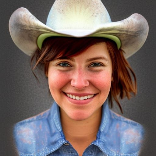 Young Texan Farm Woman Portrait in Watercolor