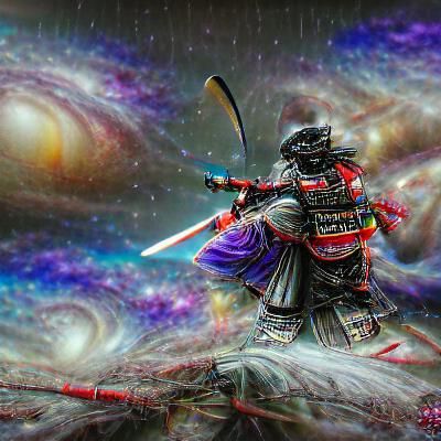 Galactic Samurai in Hyperreal 3D Rendering