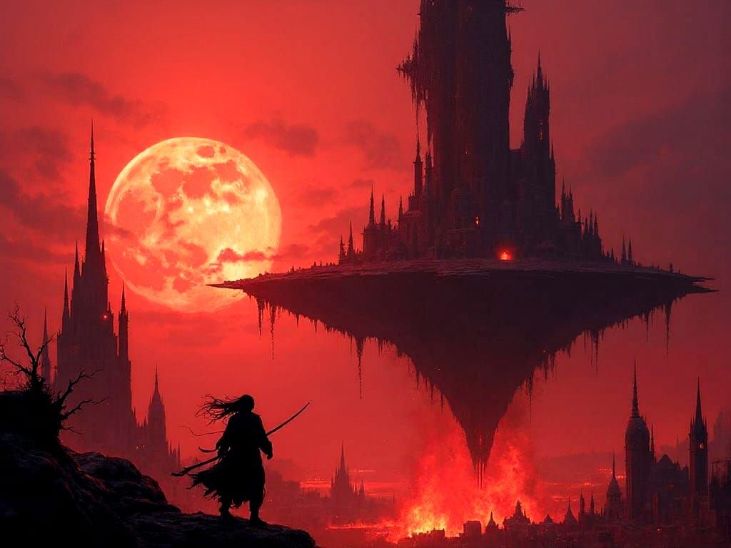 Dark Fantasy Battle Scene in a Gothic Style