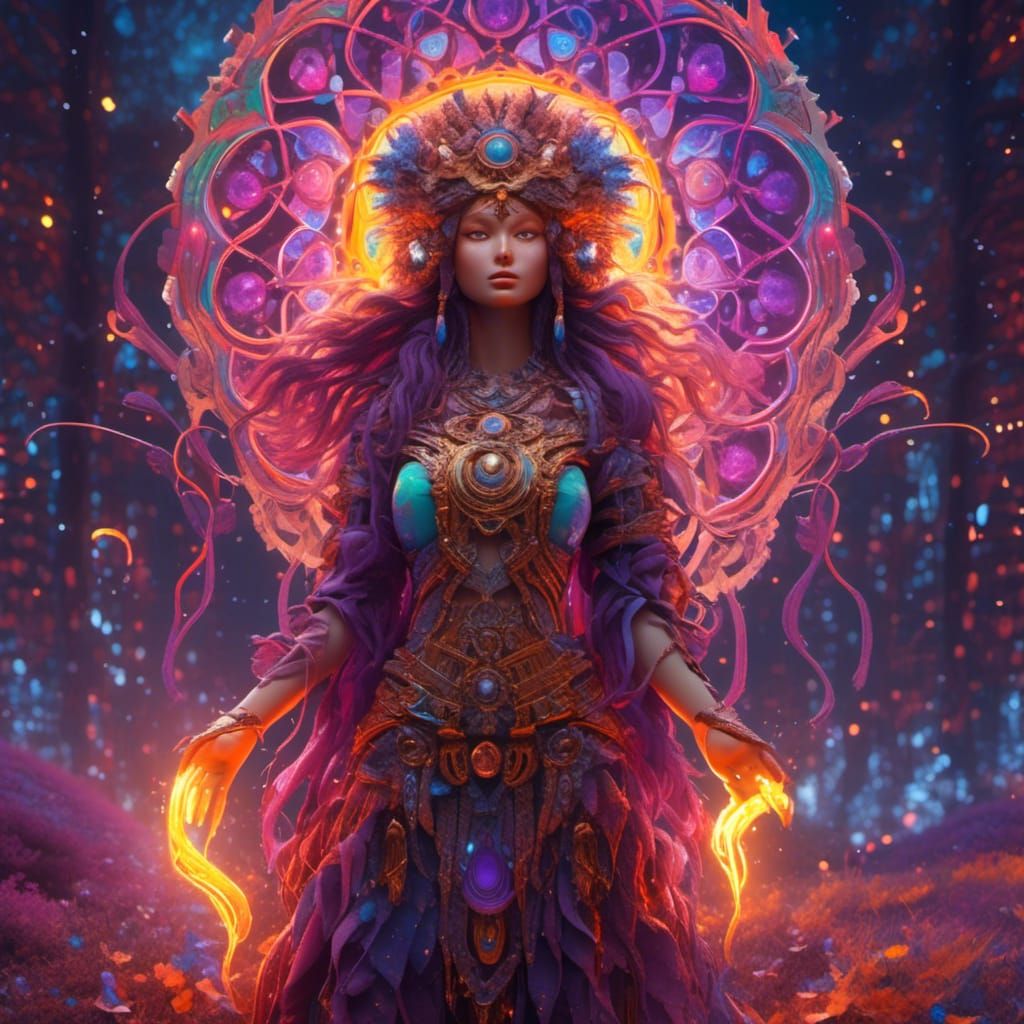 Psychedelic Norse Jötunn in Fiery Hyperdimensional Flame