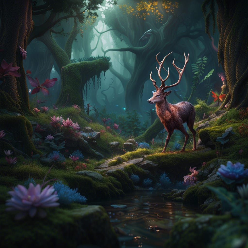 Enchanted Forest: Detailed Matte Painting in 8K