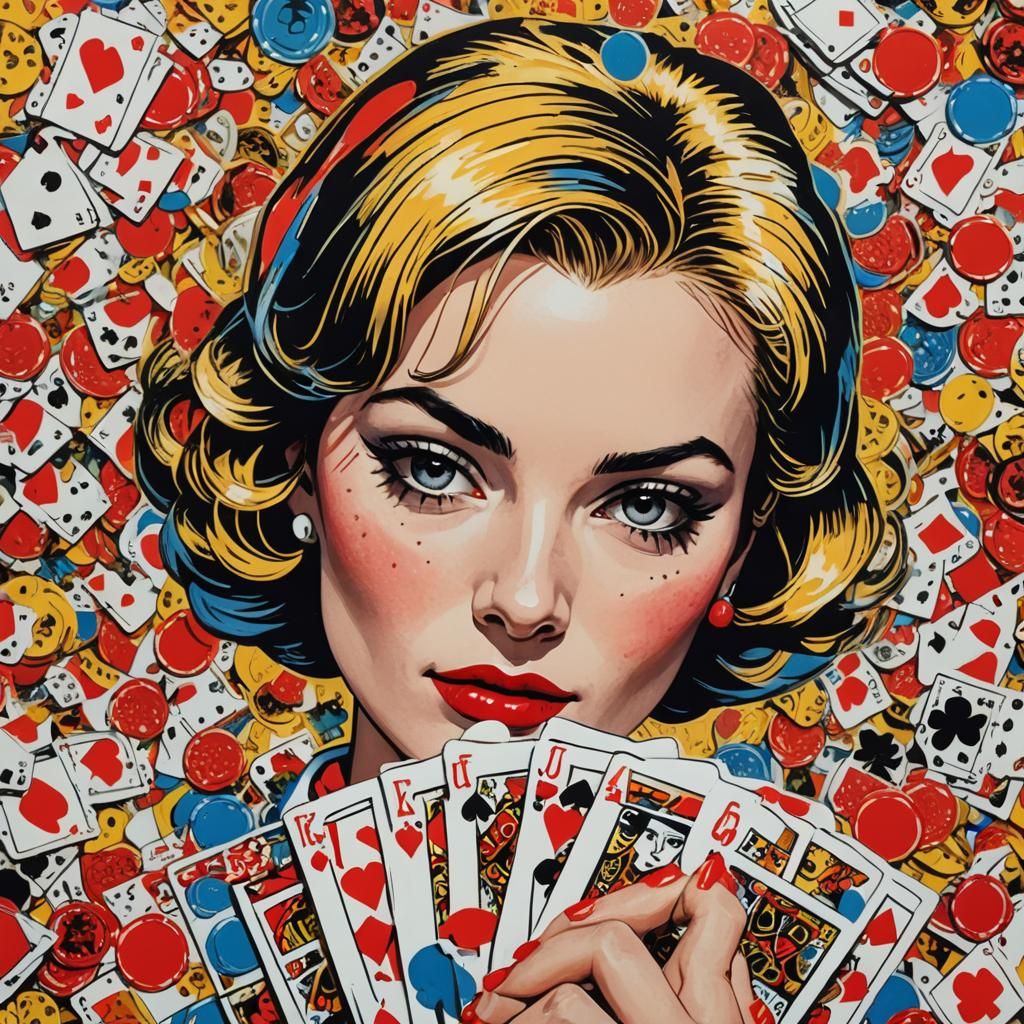 Pop Art Poker Portrait in Lichtenstein Style