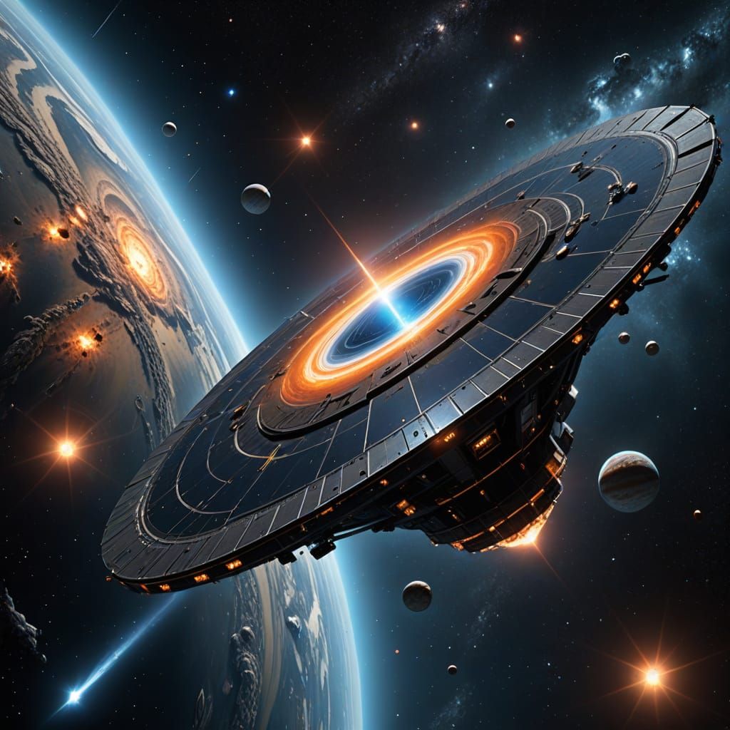 Hyper-Realistic Space Artwork: Spaceship Observes Young Star