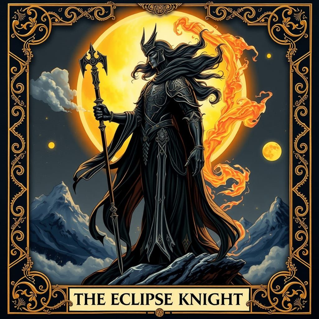 a tarot card titled "The Eclipse Knight."