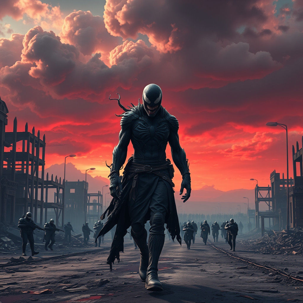 Tormented Man in Ruined City, Dark Fantasy Concept Art