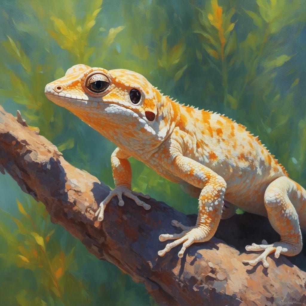Gecko in Soft Sunlight: Realistic Digital Art