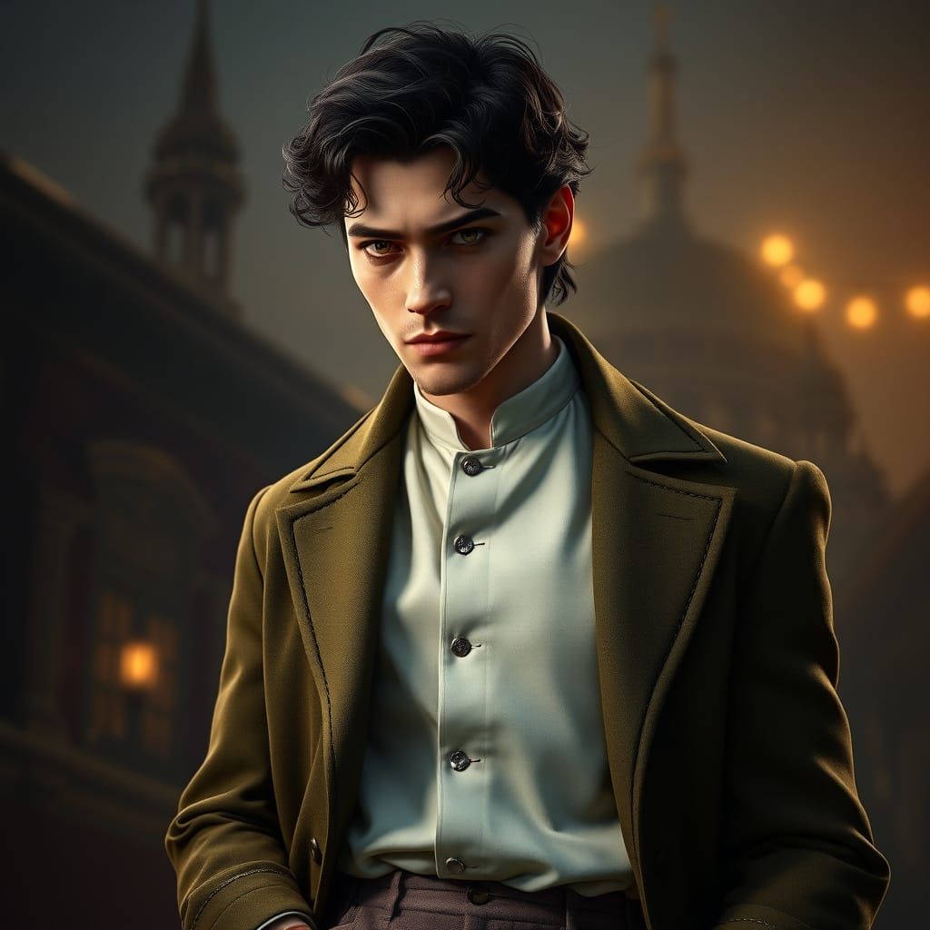 Brooding Man Portrait with Dramatic Lighting