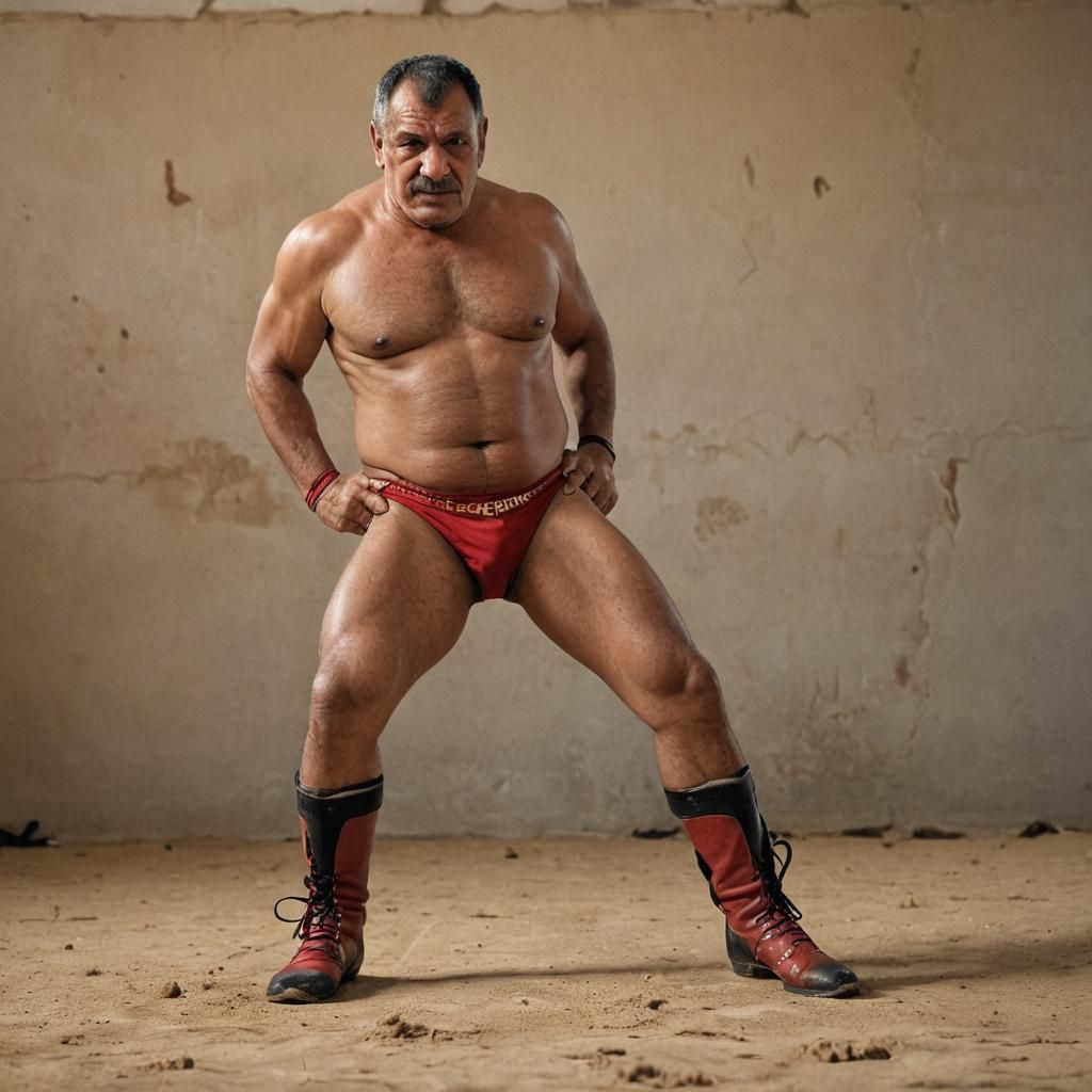 Tunisian Wrestler Poses in Cinematic Sports Photography