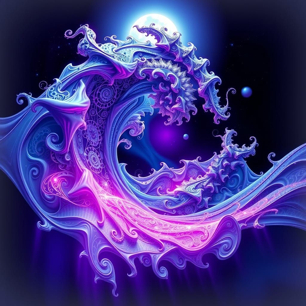 Abstract Fractal Wave Function with Zentangle Patterns