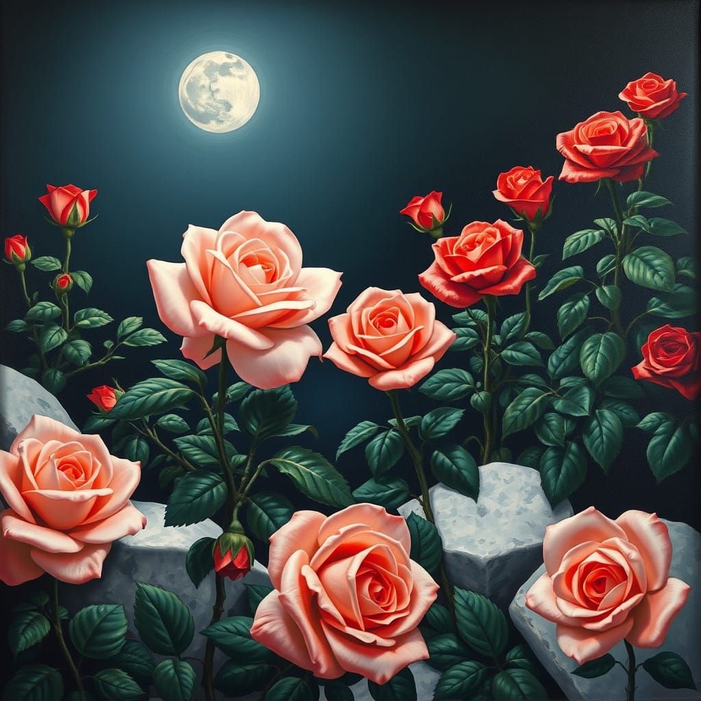 Surreal Rose Garden in Soft Pastel Hues