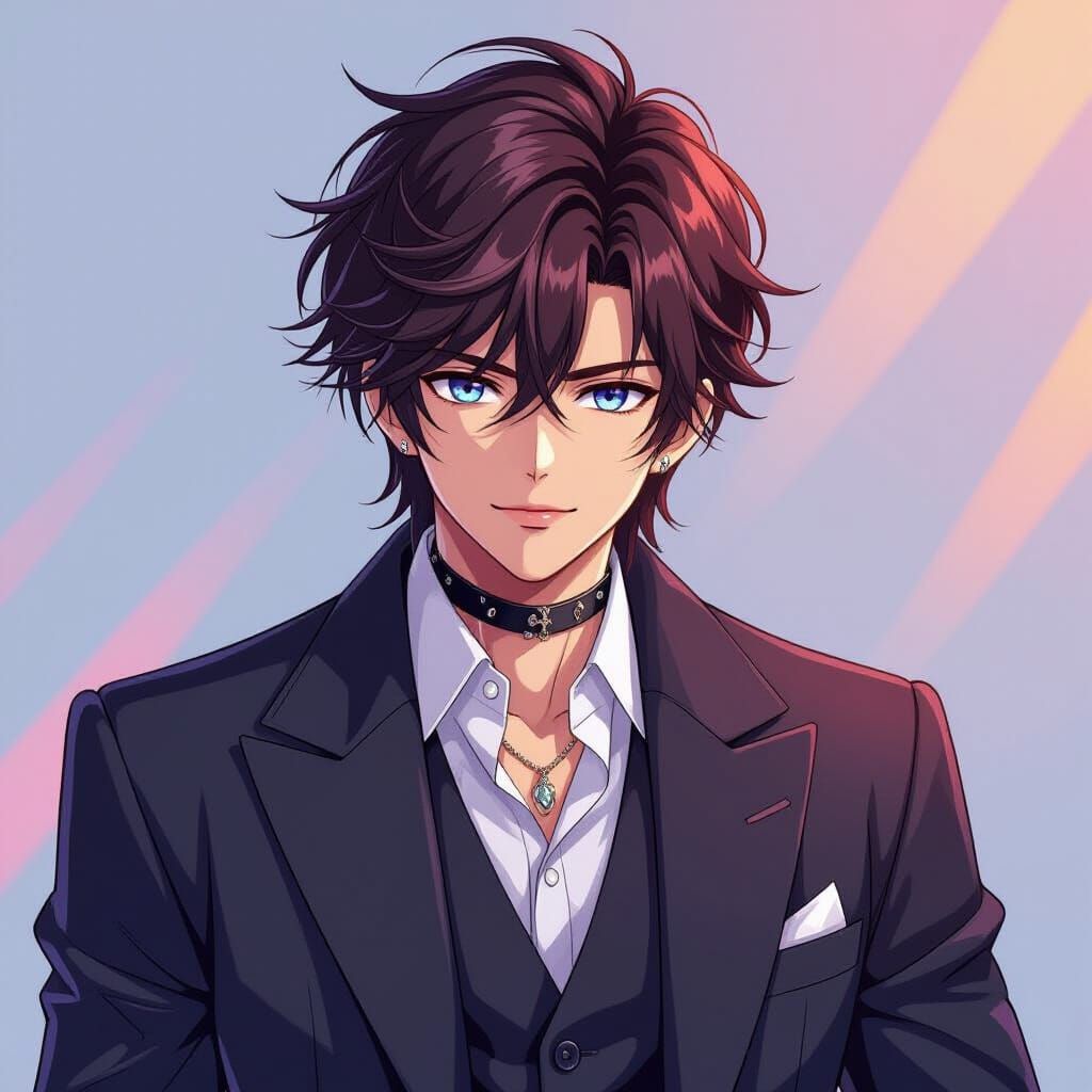 Handsome Anime Idol in Vibrant Contemporary Style