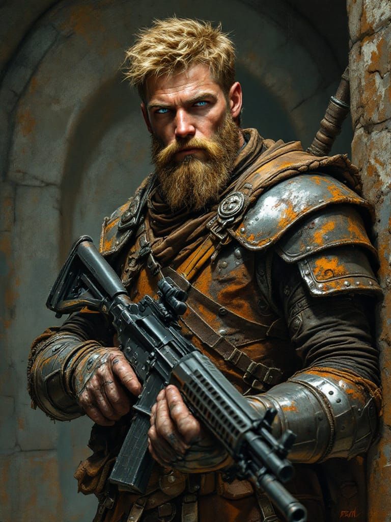 Post-Apocalyptic Warrior: Modern Knight with Assault Rifle