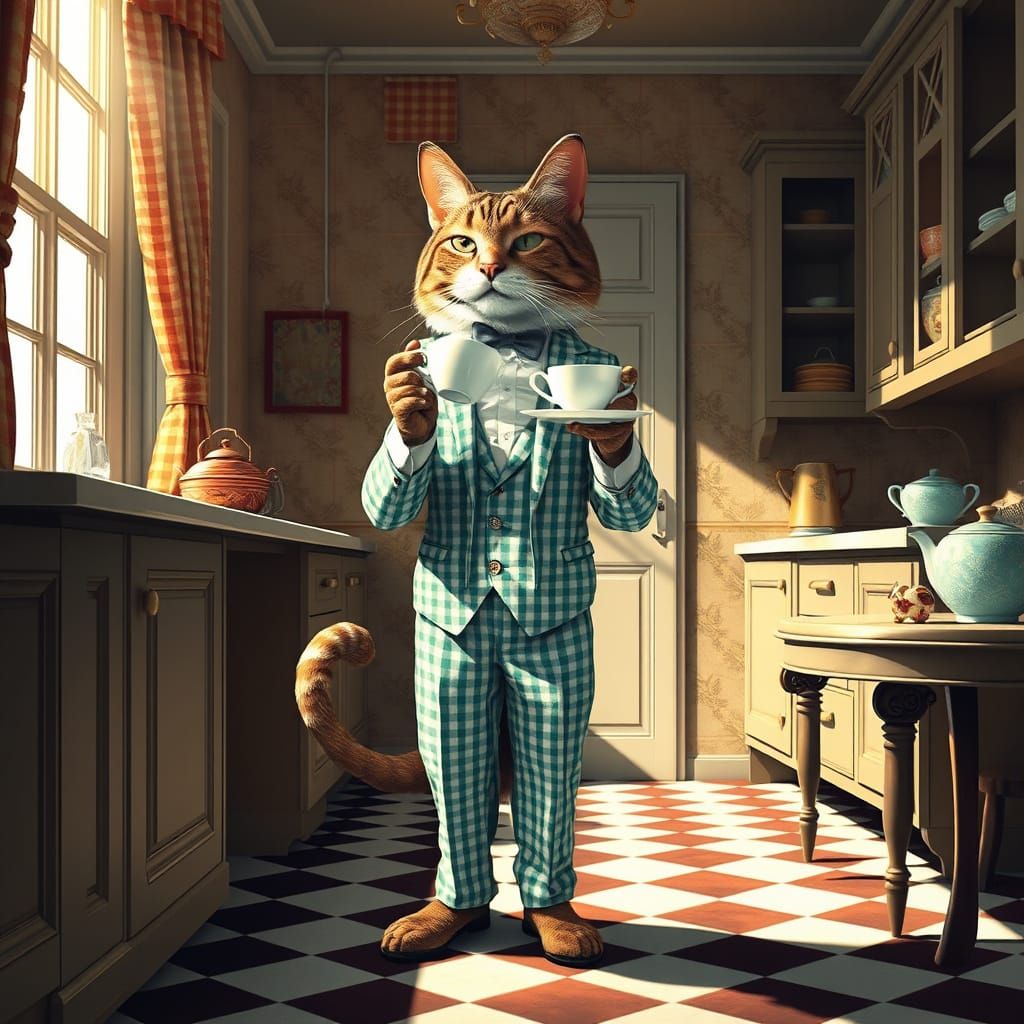 gingham-patterned outfit