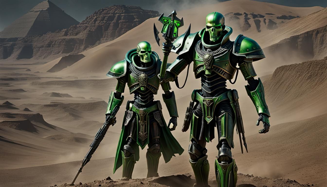 Necron Overlord Portrait on Battlefield, Hyperrealism