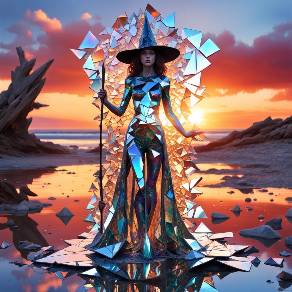 Iridescent Mirror Witch Digital Art