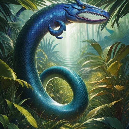 Amazon Serpent Emerges in Surrealist Oil Painting