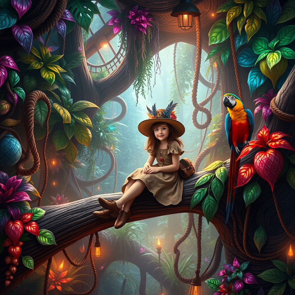 Enchanted Jungle Treehouse Adventure: Detailed Matte Paintin...