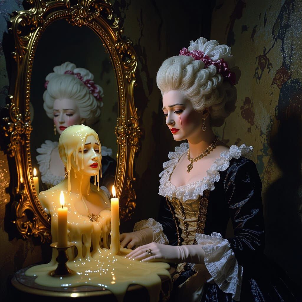 Marie Antoinette Wax Statue Weeping in Musée Grévin Chamber