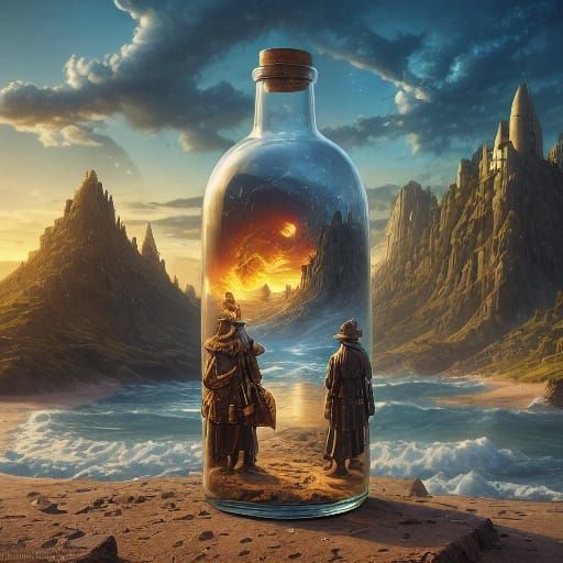 Beautiful Sunset Captured in a Bottle, Golden Hour
