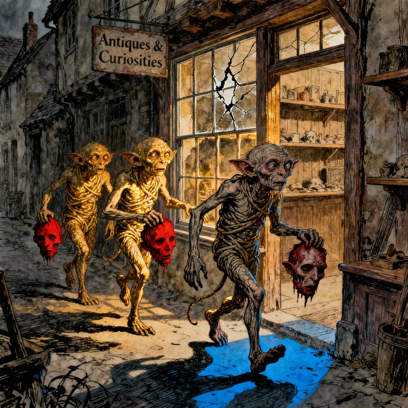 Whimsical Fantasy Creatures Carry Severed Heads to Village S...