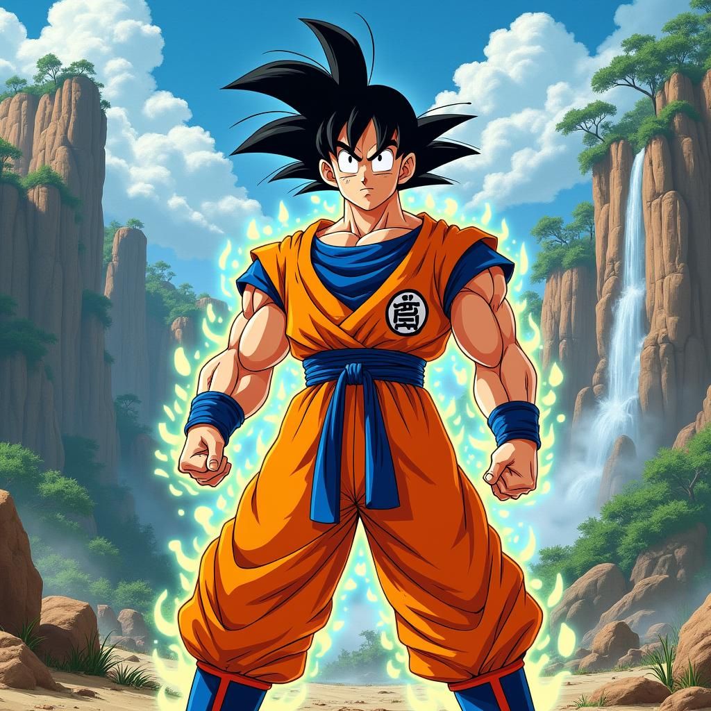 Goku on Planet Namek: A Vibrant Manga Illustration
