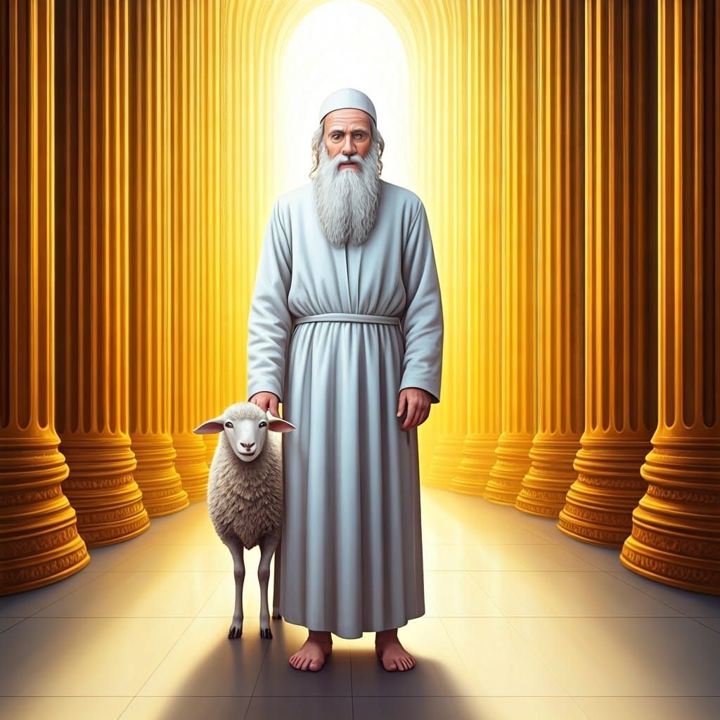 Radiant Image of Jewish Man with Sheep