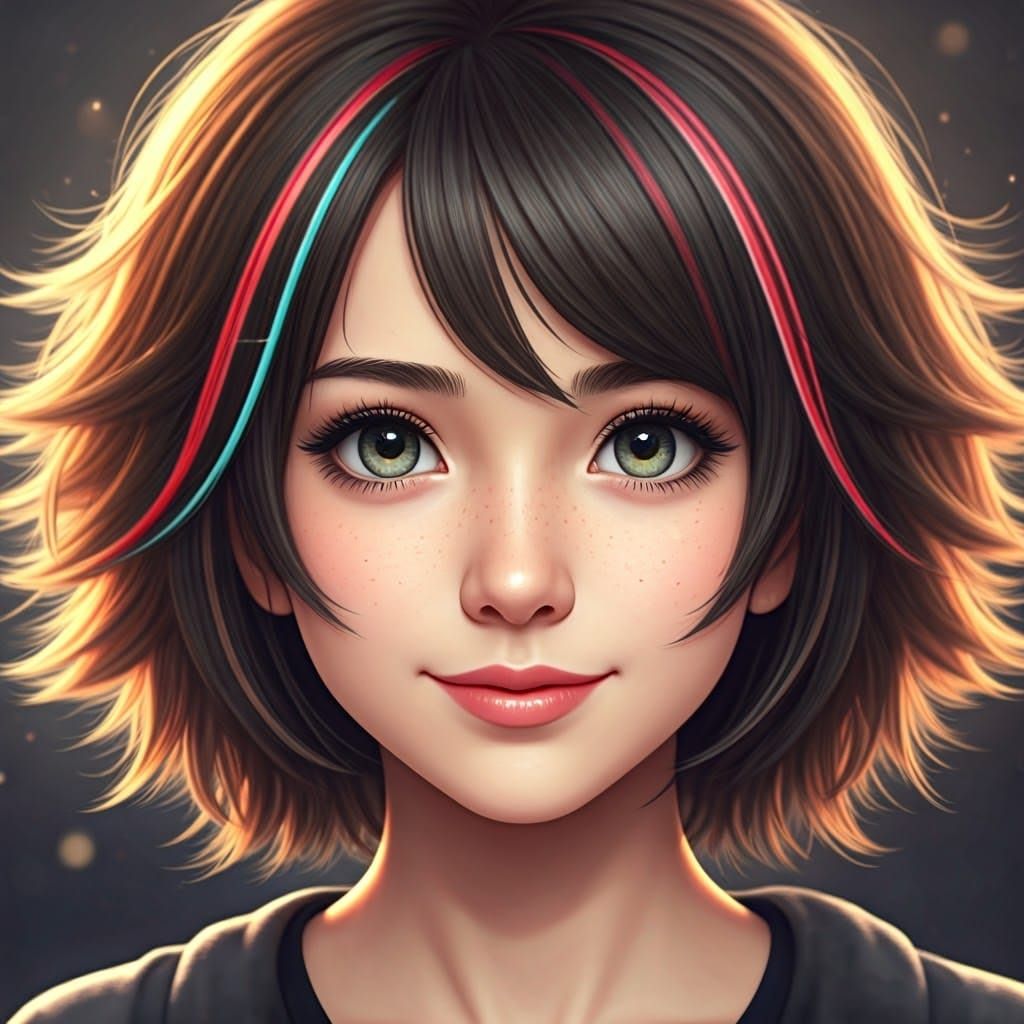 Anime Woman with Bobcut in Natural Lighting