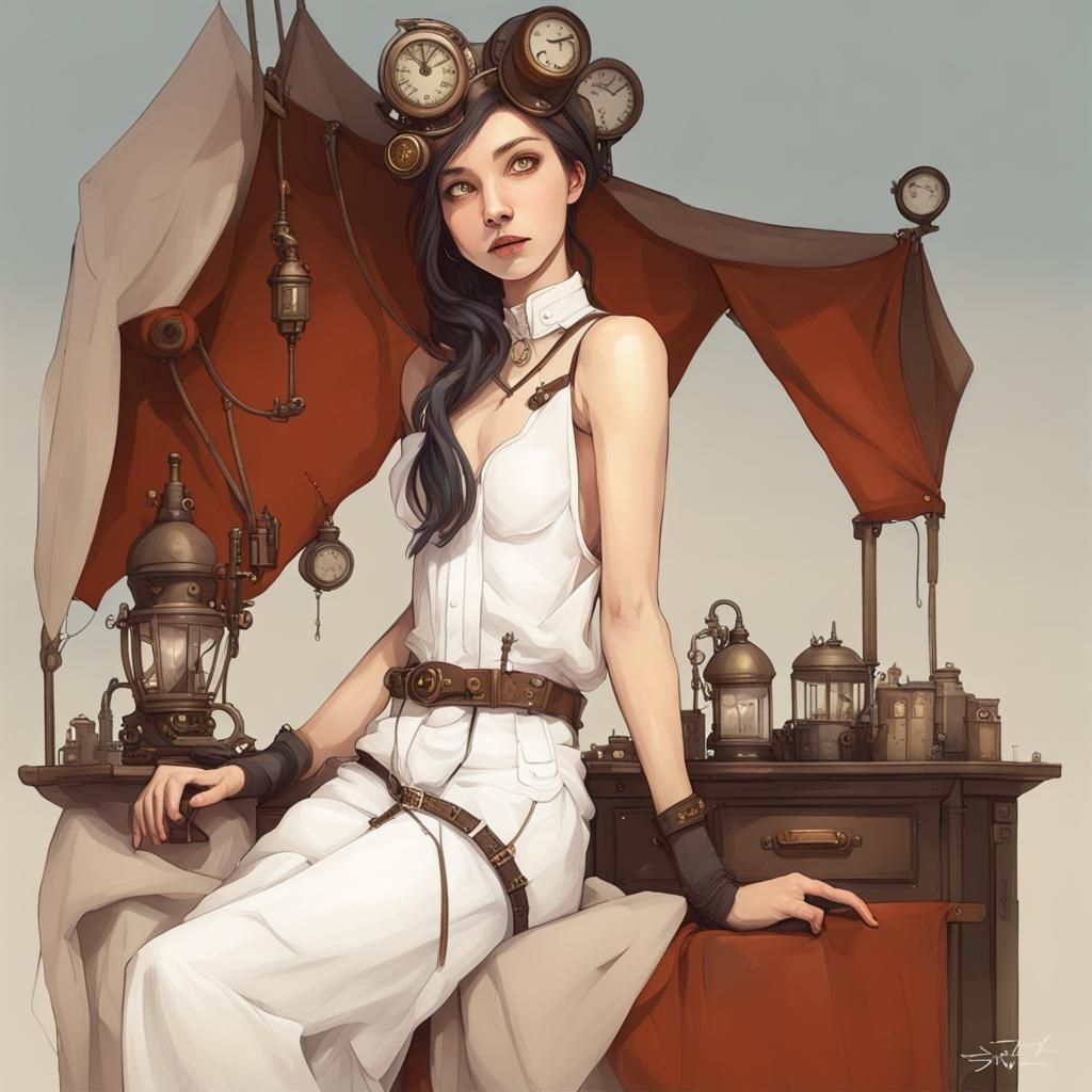 Steampunk City Street at Night: A Digital Masterpiece