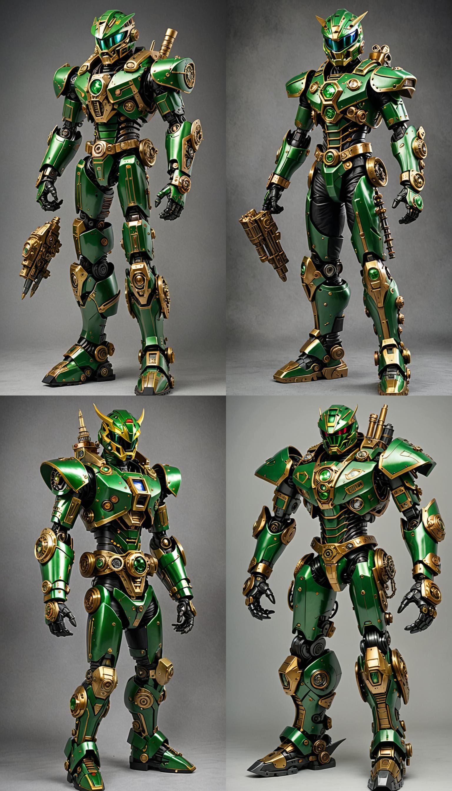 steampunk green power ranger zord full body