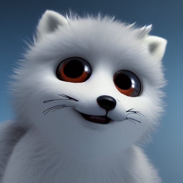 Fluffy Fox Kit 3D Render: Cute and Adorable