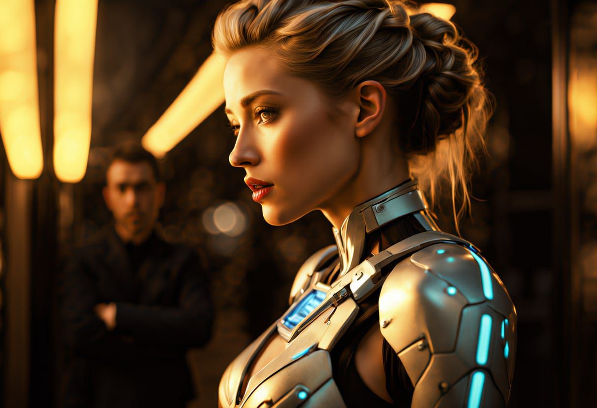 Woman in Futuristic Dressing Room: Cinematic Digital Art