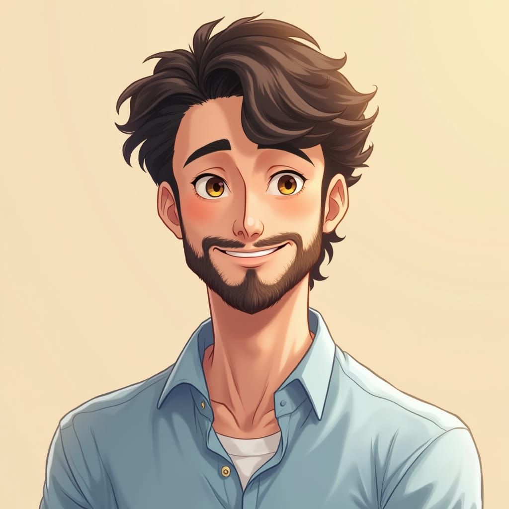 Warm and Approachable Anime Hero in Formal Attire