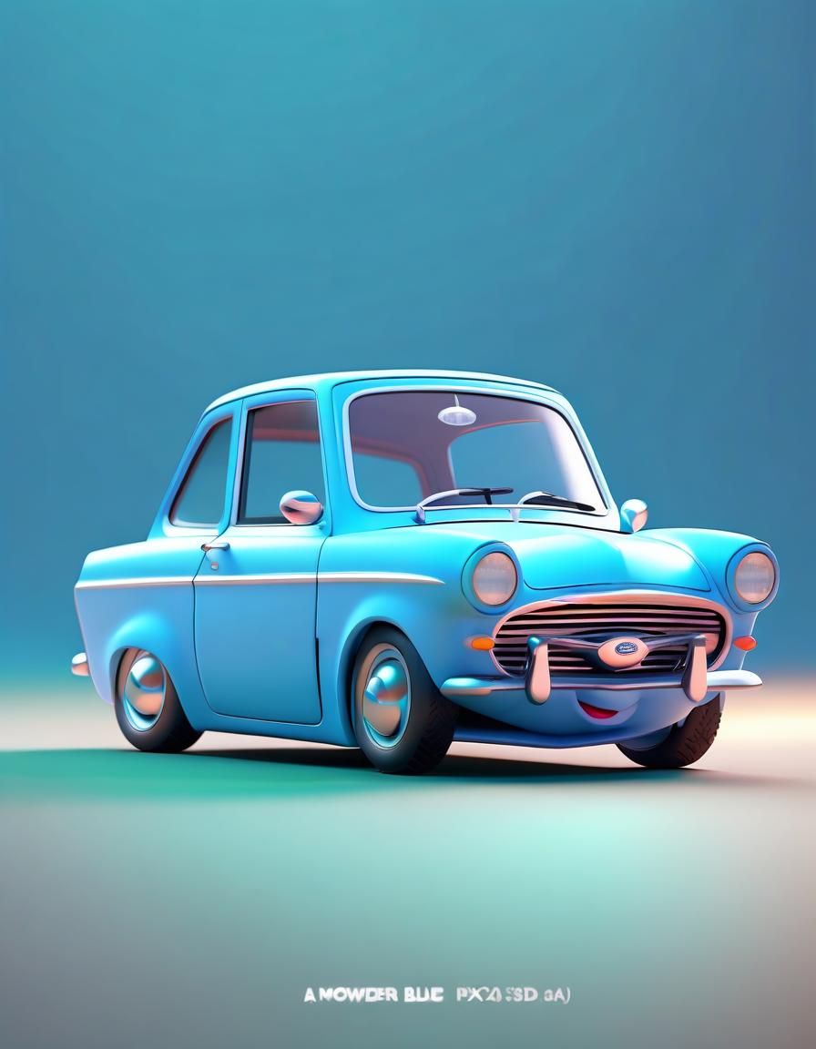 Cute Chibi Ford Anglia in 3D Digital Art