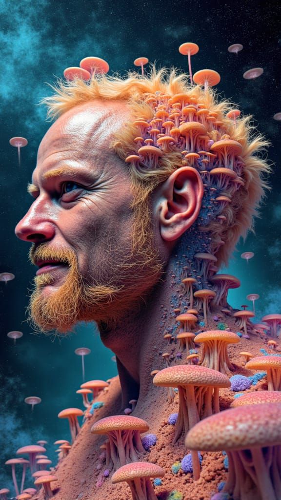 Surreal Fungal Kingdom Landscape in Expressionist Style